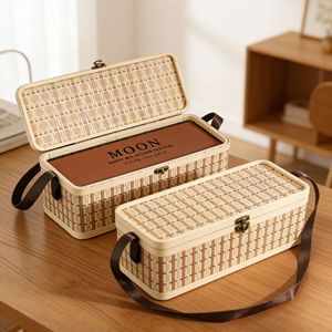 <b>Bamboo</b> Woven Mooncake Gift Box Rectangle 8 Pieces Handmade Mid Autumn Festival Packaging - Product Image 2