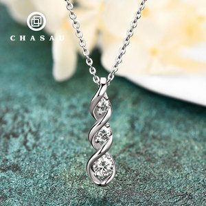 Regalo de joyería diaria 925 Plata 4,5mm y <span class=keywords><strong>3</strong></span>,5mm y 3mm D Color <span class=keywords><strong>Moissanite</strong></span> <span class=keywords><strong>3</strong></span> piedra infinito colgante collar para mujer - Product Image 2