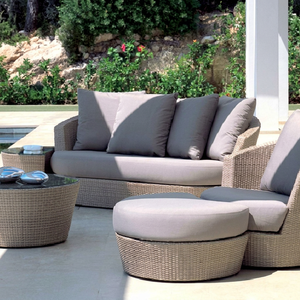 Modern Versatile Outdoor Plastic <b>Rattan</b> Waterproof <b>Sofa</b> Set Powder Coated Aluminum Frame UV Resistant Hotels Villas Gardens - Product Image 1