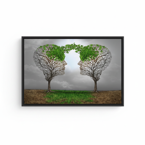Face-to-Face Tree Silhouette Canvas: Symbolic Mental Connection Print,<b>BLACK</b> <b>FRAMED</b> CANVAS - Product Image 2
