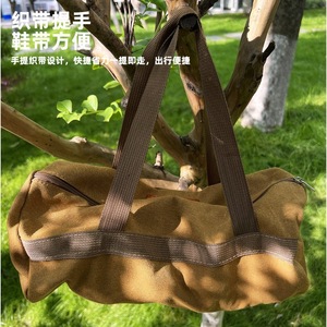 Sac de rangement pour piquets de tente en toile kaki avec poignée souple pour l'organisation du matériel de camping, style minimaliste unisexe - Product Image 5