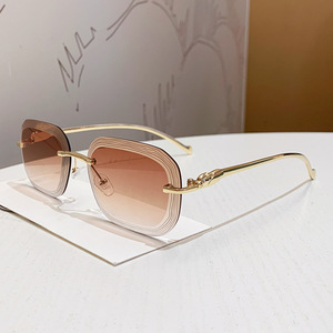<b>Rimless</b> Rectangle <b>Sunglasses</b> UV400 Women Driving Fashion Sun Glasses - Product Image 2