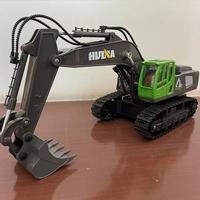 Nouveauté : Excavatrice télécommandée HUINA 1558, voiture télécommandée en plastique, 11 canaux, 1/18, chenilles, véhicule d'ingénierie, tracteur, jouets, piles