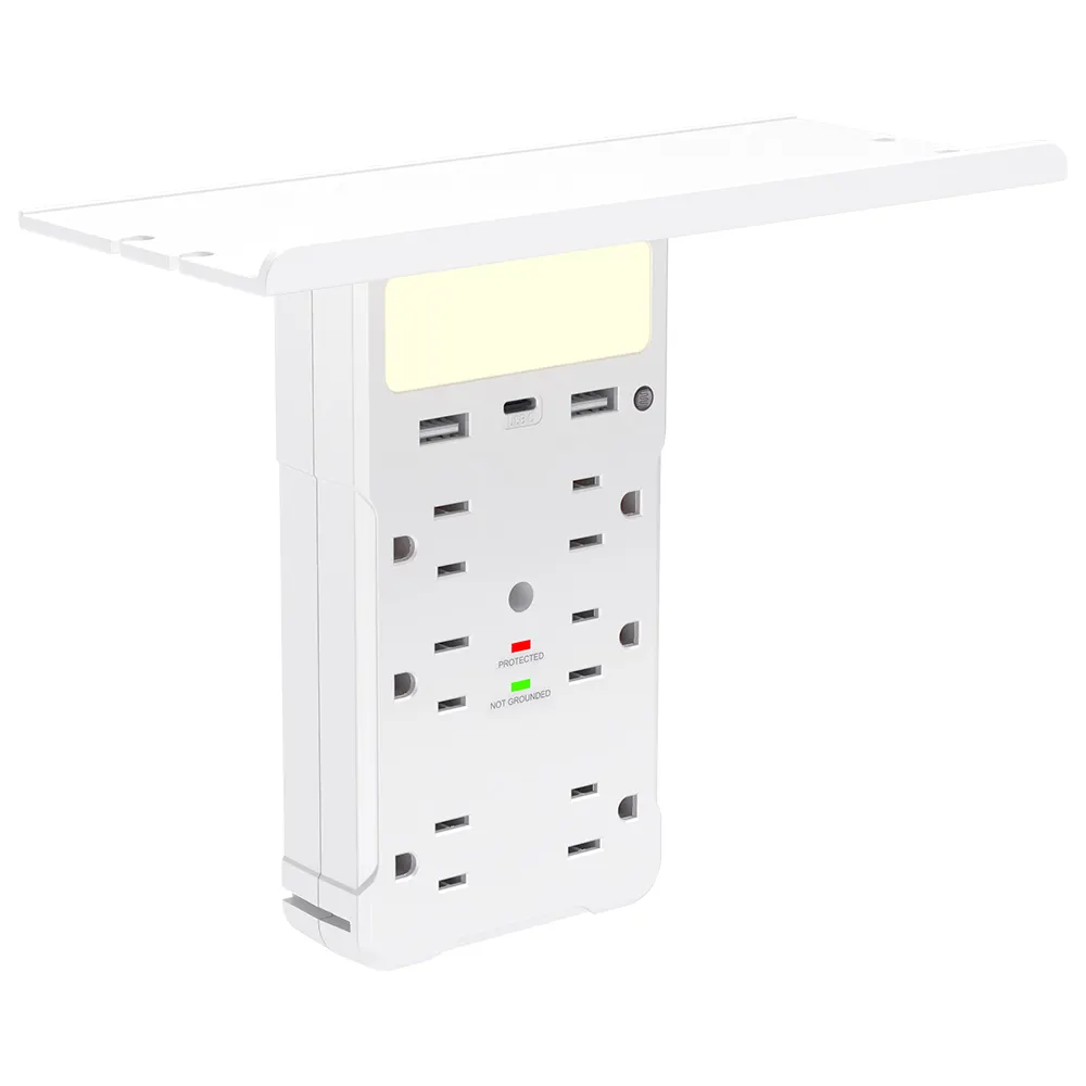 6 AC Outlet Plug Power Strip Fast Charger Night Light Electrical Adaptor Wall switch socket