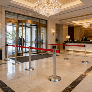 Barriera di controllo folla in metallo argentato con nastro retrattile per centri commerciali, banche, aeroporti, hotel ed eventi 2m 3m 5m - Product Image 4