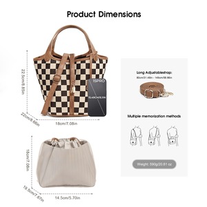 <span class=keywords><strong>Borsa</strong></span> Tote Classica <span class=keywords><strong>a</strong></span> Scacchi Bianco e Nero, Moda Femminile con Fodera Staccabile, <span class=keywords><strong>Tracolla</strong></span> Regolabile, <span class=keywords><strong>Borsa</strong></span> <span class=keywords><strong>a</strong></span> Mano e <span class=keywords><strong>a</strong></span> Spalla - Product Image 3