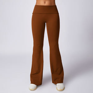 Nueva ropa de entrenamiento de pierna ancha de cintura alta Scrunch Butt mujeres Yoga Leggings con logotipo personalizado deportes Fitness pantalón Leggings señoras - Product Image 5