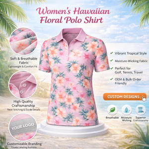 <b>Womens</b> <b>Tropical</b> Floral Breathable Quick Dry Golf Tennis Lightweight Summer Casual Hawaiian Print Polo <b>shirts</b> Custom Logo - Product Image 2