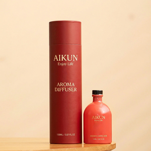 Aikun Small Batch Red 150ml Matte Gold Foil Tube Any Scent Lasting Glass Bottle <b>Reed</b> <b>Diffuser</b> Gift Set <b>for</b> Ecommerce Startup - Product Image 1