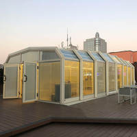 Rumah Kaca Modern Atap Datar Aluminium, Jendela Single-Hung, Kaca Tempered Ganda Low-E, Penahan Panas Tenaga Surya - Elegan