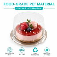 Boîte à gâteau ronde transparente en PET jetable avec base dorée, plastique de qualité alimentaire, pour gâteau d'anniversaire