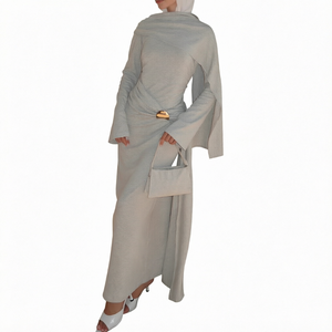Ensemble robe et foulard pour femmes musulmanes modestes Willson en polyester/coton, respirant, 2 pièces, abaya douce, à porter toute la journée, tenues islamiques - Product Image 1