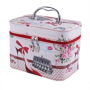 2019 new portable PU leather makeup box cosmetic box makeup bag