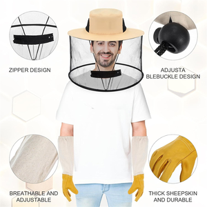 NUEVO Shengxiangmei Guantes de apicultura Sombreros Velo de esgrima Mosquitera Sombrero de red para el sol con máscara de malla de red oculta Garantía de 1 año - Product Image 2