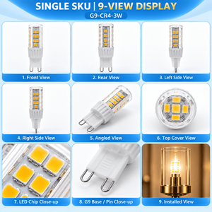 Bombillas LED G9 de 3W, 300-350LM, DC 10-30V, Amplio Rango de Voltaje, Ángulo de Haz de 360 Grados, 39 LED SMD 2835, G9-CR4-3W - Product Image 2