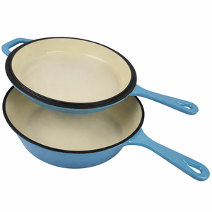 Casserole <span class=keywords><strong>en</strong></span> <span class=keywords><strong>fonte</strong></span> émaillée 2 <span class=keywords><strong>en</strong></span> 1, poêle, couvercle, revêtement émaillé, antiadhésif, écologique, cuisson, pâtisserie, friture, camping - Product Image 4