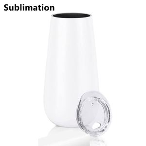 Gobelets à vin isothermes sans pied de 6 oz en gros d'usine, flûtes à champagne de 6 oz en acier inoxydable avec couvercles - Product Image 3