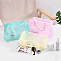 Sac de voyage cosmétique portable en maille florale, grande capacité, en PVC, multicolore, écologique, avec logo personnalisé, pour femme, vente en gros