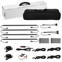 Kit de Bande Lumineuse LED Dimmable Bicolore Blanc Rouge/Ambre, Magnétique, 12V, IP68, en Aluminium Noir, pour Aménagement Paysager Extérieur et Camping, Conforme RoHS