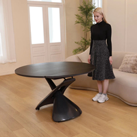 Table ronde moderne en céramique/verre et bois, réglable en hauteur et extensible, pour le café ou la salle à manger – Mobilier élégant pour la maison
