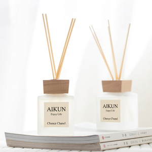 Aikun MOQ30pcs 3 Day Sample 7 Day Ship Cream 200ml Square Glass Sticker Logo Box Custom Scent Long Lasting Reed <b>Diffuser</b> Set - Product Image 2