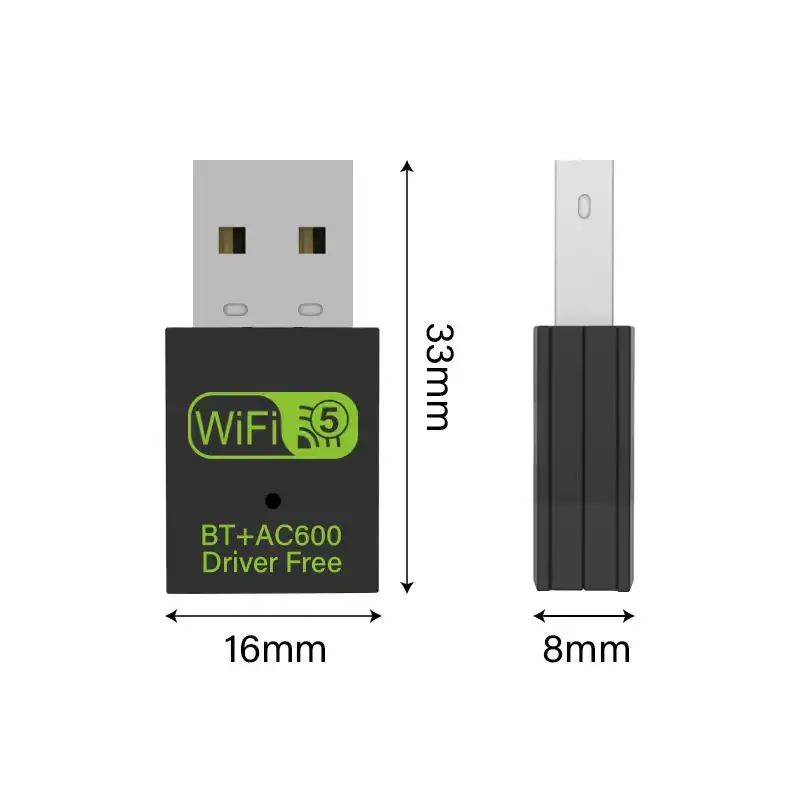 Tarjeta de red USB sin controlador de doble banda de 600m Bluetooth WIFI 2 en 1 tarjeta de red inalámbrica para computadora de escritorio tarjeta de red inalámbrica