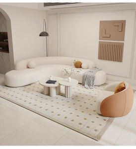 Ensemble de canapés d'angle de style crème de designer simple pour petit appartement, réception à domicile, salon de beauté, bureau de vente-pour les aires de repos - Product Image 5