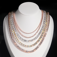 Chaîne de tennis RINNTIN SMN 2mm/3mm/4mm en moissanite, collier chaîne de tennis HipHop en argent sterling 925, bijoux pour rappeurs