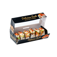 Caja de Sushi de Papel de Primera Calidad, Moderna, Segura para Alimentos, Caja de Empaque para Llevar Rollos de Sushi
