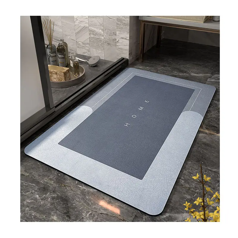 Super water absorbing rollable soft diatomite bath mat fast drying bath mat