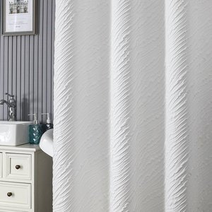 Vente chaude 3D En Relief Texturé Blanc Tissu Rideau De Douche Moderne Ferme Chevrons Décoratif Salle De Bains Rideaux - Product Image 2