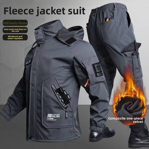 Combinaison coupe-vent en polaire thermique trois-en-un pour l'automne et l'hiver, <span class=keywords><strong>veste</strong></span> de sport tactique épaisse pour hommes, <span class=keywords><strong>veste</strong></span> de cyclisme imperméable - Product Image 1