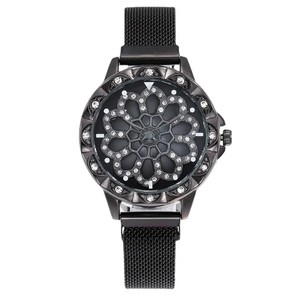 Reloj de moda para mujer, placa de flor hueca, relojes de cuarzo con diamantes giratorios, reloj ligero de lujo, relojes de regalo para mujer - Product Image 4