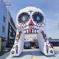 Arche Gonflable Géante en Forme de Crâne, Modèle d'Entrée Thème Jour des Morts pour Fête d'Halloween et Décoration de Festival
