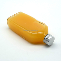 Bouteille en verre carrée plate de 300 ml pour café chaud ou froid, jus, liqueur, avec bouchon en aluminium, récipient à boisson réutilisable
