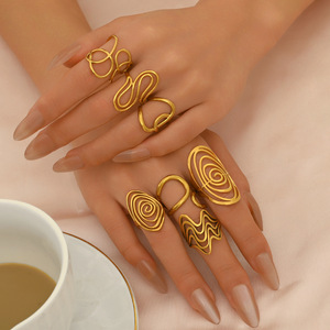 Geometric Irregular Design <b>Open</b> <b>Ring</b> For Women Party Jewelry Gold Tone Fashion <b>Rings</b> JZ1321 - Product Image 2