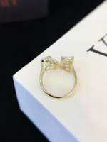 Bague de fiançailles et d'éternité ICEWALD IGI en or 18 carats PT950 avec diamant de laboratoire de 2 carats couleur D taille radiant, style polyvalent