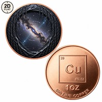 Pièce de monnaie en cuivre pur 999 de 1 oz, motif galaxie ciel étoilé avec couronne noire, pièce commémorative de collection, vente en gros personnalisée