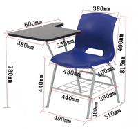 Chaises d'apprentissage pour adultes, mobilier de classe, chaises d'école en plastique rigide, chaises de formation pour salle de réunion de bureau avec tablette d'écriture