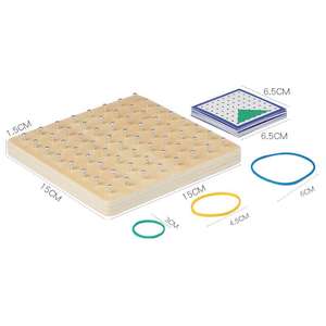 Jouet en bois Montessori Géométrie Créative : Planche à clous et <span class=keywords><strong>Jeu</strong></span> de société de mathématiques en bois, Kit de matériel pédagogique STEM - Product Image 3