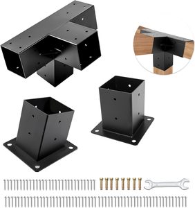 15 ° Kit de Soporte de Pérgola <span class=keywords><strong>para</strong></span> Montaje en Pared con Techo Inclinado, Base de Poste de 3 Vías <span class=keywords><strong>para</strong></span> Pérgolas y Gazebos, Vigas de Acero de 4\" X 4\" - Product Image 4