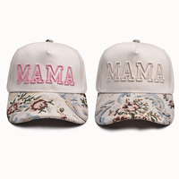 Topi Bisbol Bordir Logo Custom 5 Panel Motif Bunga Patchwork untuk Pesta Pernikahan Acara Luar Ruangan