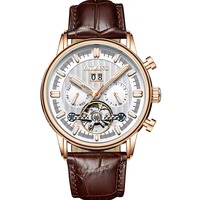 Montre mécanique automatique pour hommes, boîtier en or Rose, bracelet en maille d'acier inoxydable, sous-cadrans multifonctionnels, 5 bars, haute qualité