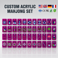 Jeu de tuiles de mahjong américaines en acrylique avec logo personnalisé, 160 pièces, cadeau pour maman, grand-mère, gravure personnalisée, fabrication OEM haut de gamme