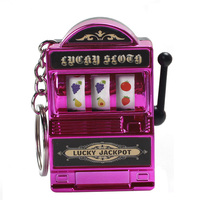 Grappig Gelukkig Fruit Mini Gokkast Sleutelhanger Plastic Jackpot Sleutelhanger Voor Autotas Hanger