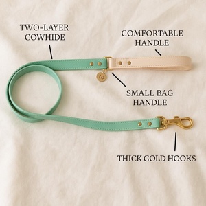 Suministros para Mascotas, Collar y Correa para Perro de Cuero Rosa Claro, Impermeable y Resistente a la Oxidación, Herrajes Gruesos y Resistentes de Latón, Correas para Perro - Product Image 3