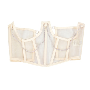 French Vintage Breathable Mesh <b>Corset</b> Waist Cincher 12 Steel <b>Boned</b> Underbust Body Shaper for Women Transparent Bustier - Product Image 1