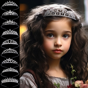 تيجان أميرات من السبائك المعدنية بالجملة مرصعة بالأحجار الكريمة للأطفال، تيجان كريستالية للفتيات لحفلات الزفاف والمناسبات - Product Image 3