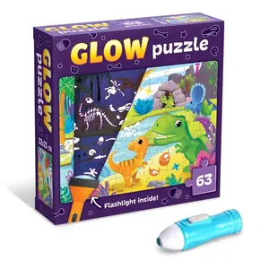 Glow in the dark puzzle 63 pezzi Dino world 2D puzzle per bambini