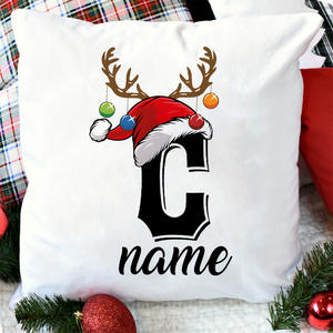 <strong>Personalised</strong> Christmas <strong>Pillow</strong> <strong>Case</strong> Initial with Name Cushion Cover Xmas Party Decor Home Pillowcase Xmas Gift for Family Friends - Product Image 5